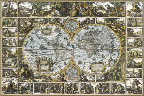Carte Magna Carta Mundi reproduction haut de gamme plastifiée effet vintage