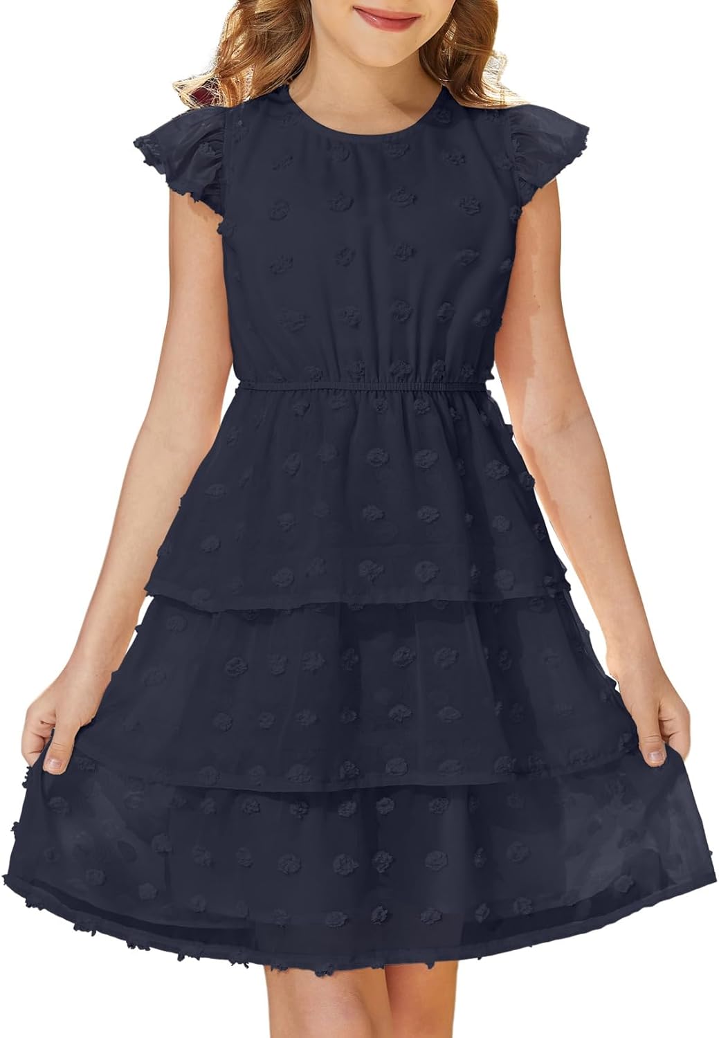 blibean Tween Girls Summer Dress Kids Polka Dot Sun Dresses Size 6-15 Years