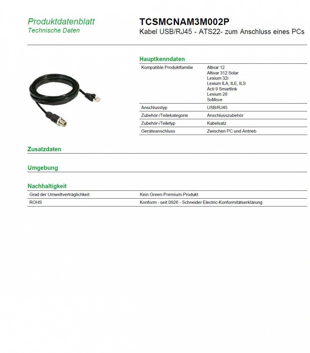 Schneider Electric Altivar Kabel für Laufwerk, PC