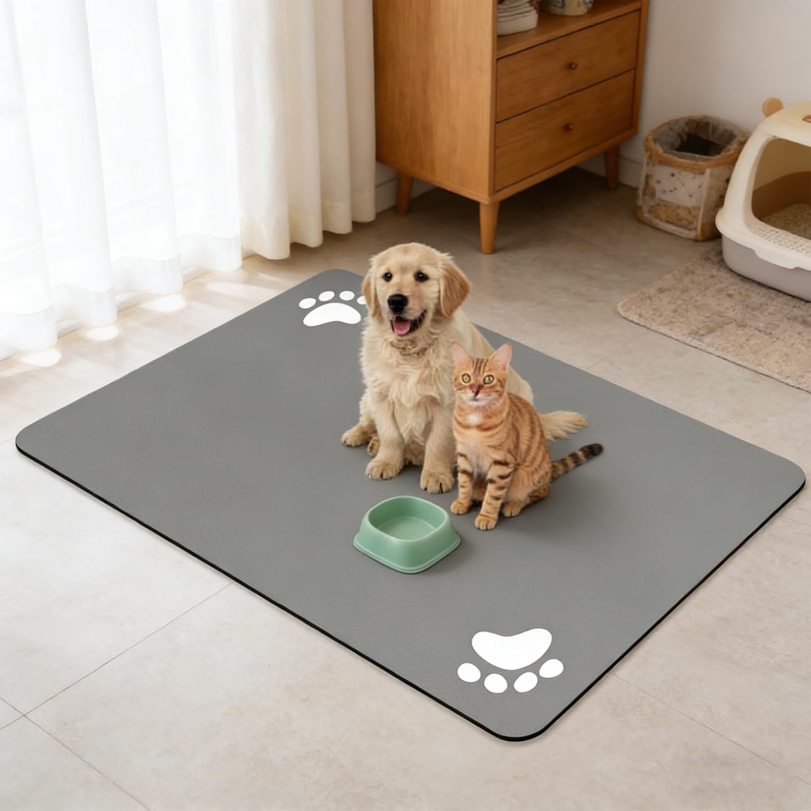 Pet Food Mat, Cat Food Mat Dog Bowl Mats Non Slip, Dog Cooling Mat