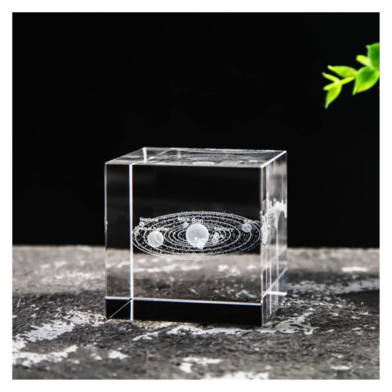 Cristales 4-5 cm K9 CUBO DE CRISTAL DANDELION CRISTAL CUBICO SÓLIDO 3D GRABADOR DE CUMPLEAÑOS ESPECIALES REGALOS for ADNAMENTOS DE NIÑAS CON LA CAJA ornamento ( Color : Solar system , Size : 4cm )