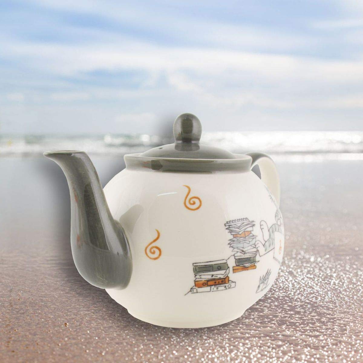 Mila Keramik-Teekanne Katze Relax - 1,2 Liter Handbemalte Kanne Für Home-Office