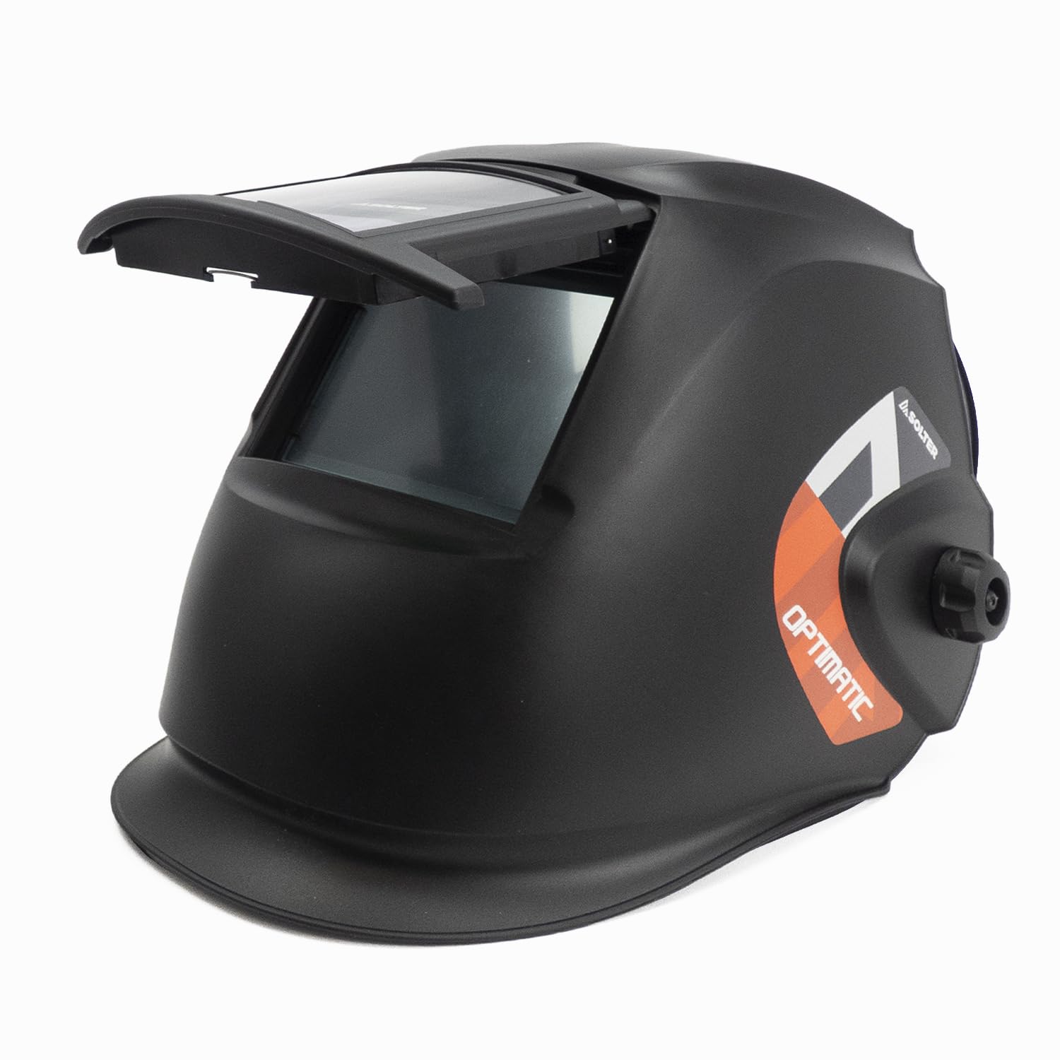 Pantalla de Soldadura Electrónica OPTIMATIC 150 FLIP-UP, Careta Ajustable con Oscurecimiento DIN 9-13, Sistema Abatible para Soldar y Amolado, Máscara Profesional, Filtro 1/1/1/2, MMA, TIG, MIG.