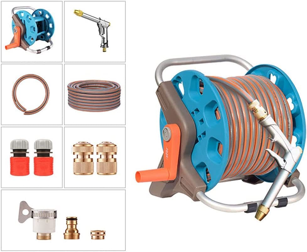 Carrete de Manguera portátil, Carrito de Carrete de Manguera de jardín, Carrete de Manguera para Montaje en Pared o Bolsa para Exteriores, Carrete de Almacenamiento de Manguera con Mango y