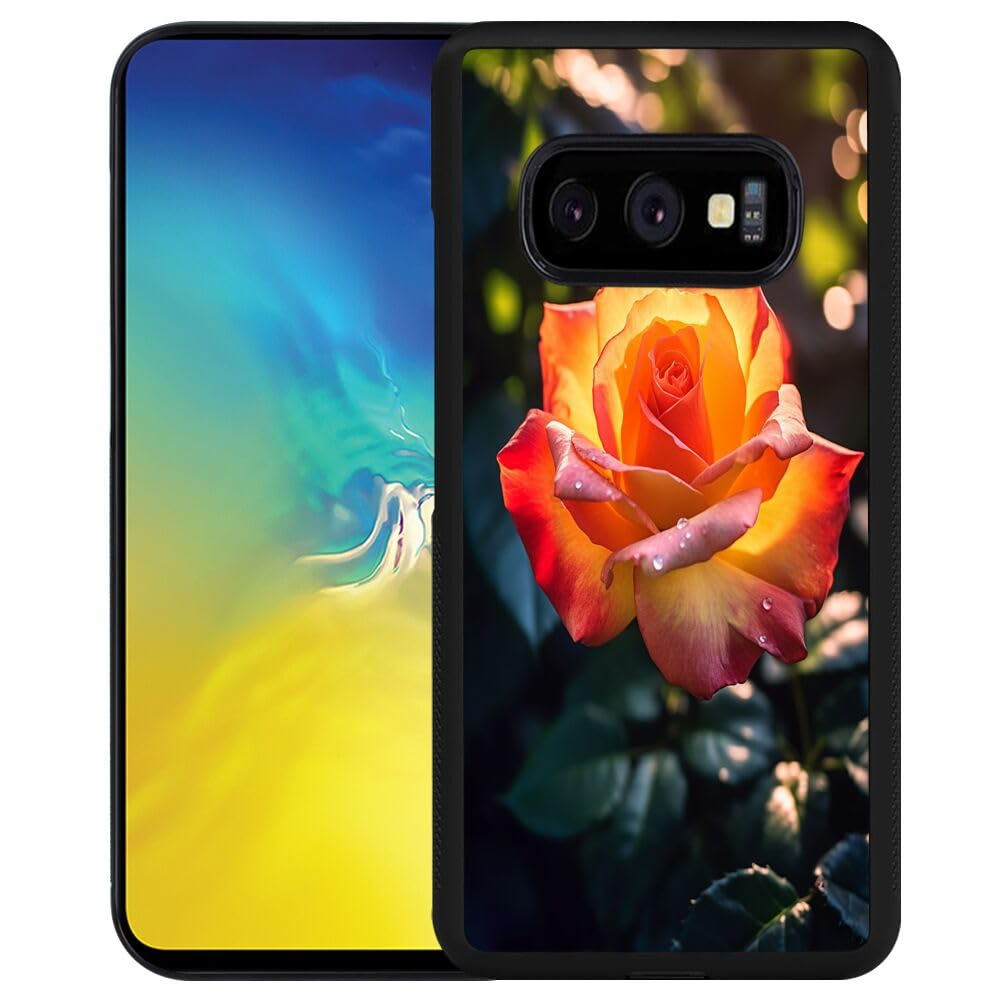 SHENCANG BLUE Case for Samsung Galaxy S10e Rose Designer Art122, Black Anti-Scratch Shockproof Slim Rubber Frame Mobile Cellphone Smartphone Case