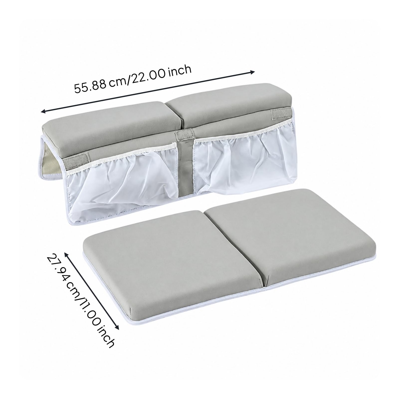 Inginocchiatoio da Bagno Pieghevole, Grigio Chiaro, Modello Pieghevole Con Tasca, 6 Ventose, Confezione In Sacchetto Di Polietilene, Grigio Chiaro