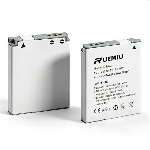 Paquete de 2 baterías de repuesto NB-6L NB-6LH para Canon PowerShot SX500 HS, SX510 HS, SX520 HS, SX530 HS, SX540 HS, SX500 is y más