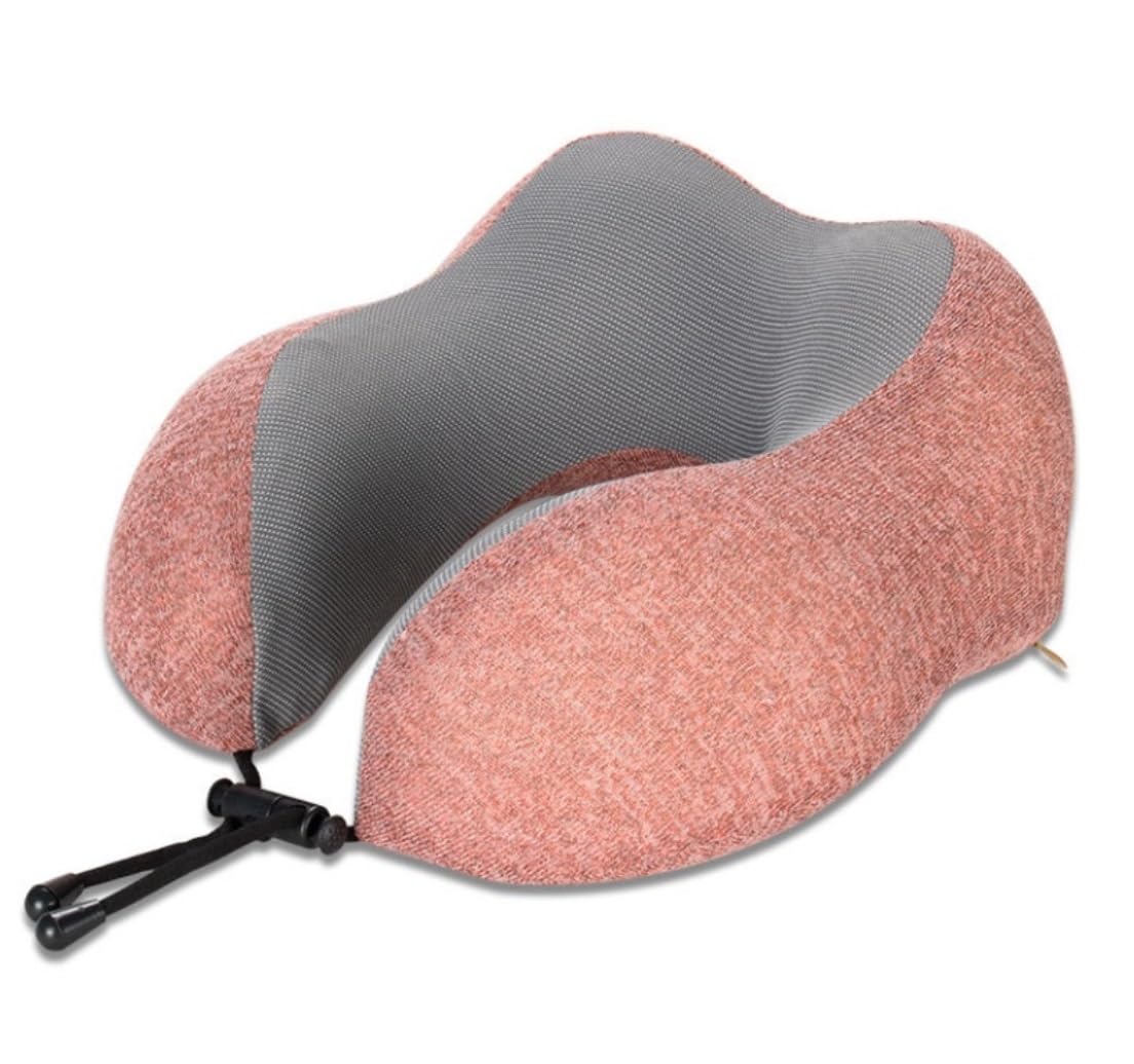 BJfhRH Travel Essential Flight Pillow Memory Foam Travel Neck Pillow Adjustable Knitted For Airplane Car Sleeping Rest(Pink)