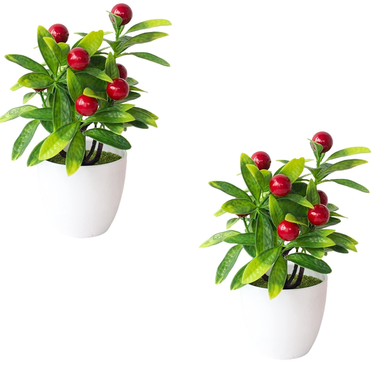 AYCDL 2 Pack Artificial Plants Fake Plant in Pots Small Artificial Potted Plants Fruit Tree Bonsai,Orange