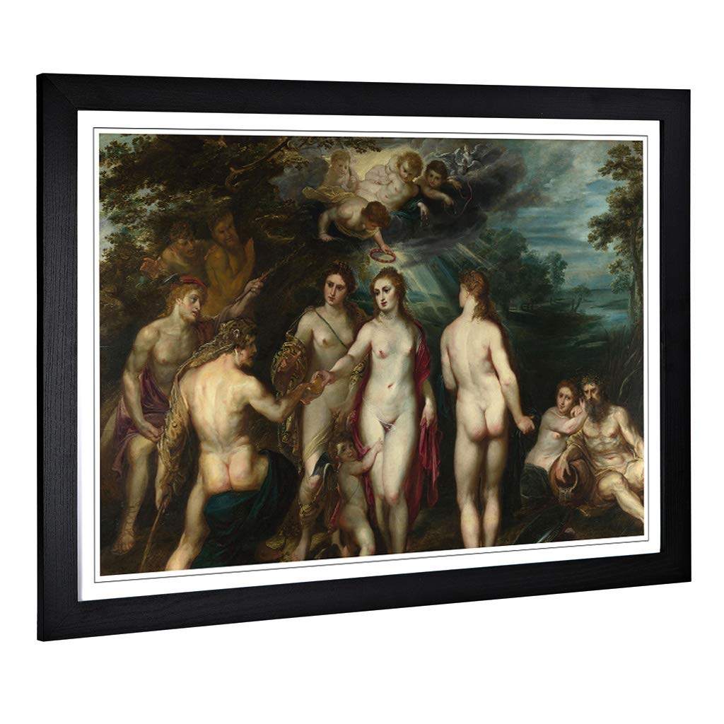 Big Box Art Framed Print of Peter Paul Rubens Judgement of Paris Design | Wall Art Picture | Home Decor for Kitchen, Living Room, Bedroom, Hallway, Black, A2 / 24.5x18 Inch / 62x45cm