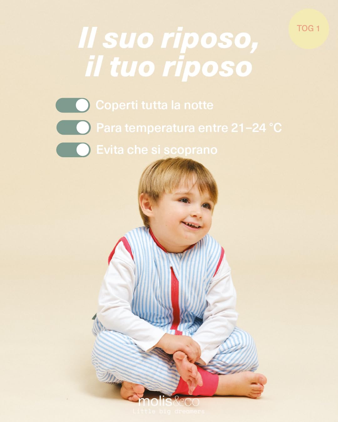 molis&co. Sacco Nanna con piedini - Sacco nanna primaverile e autunno - Sacco nanna 1 tog - Leggermente Imbotito - 100% Cotone (Oeko-TEX 100) - Sailor Blue (3 anni) - 5