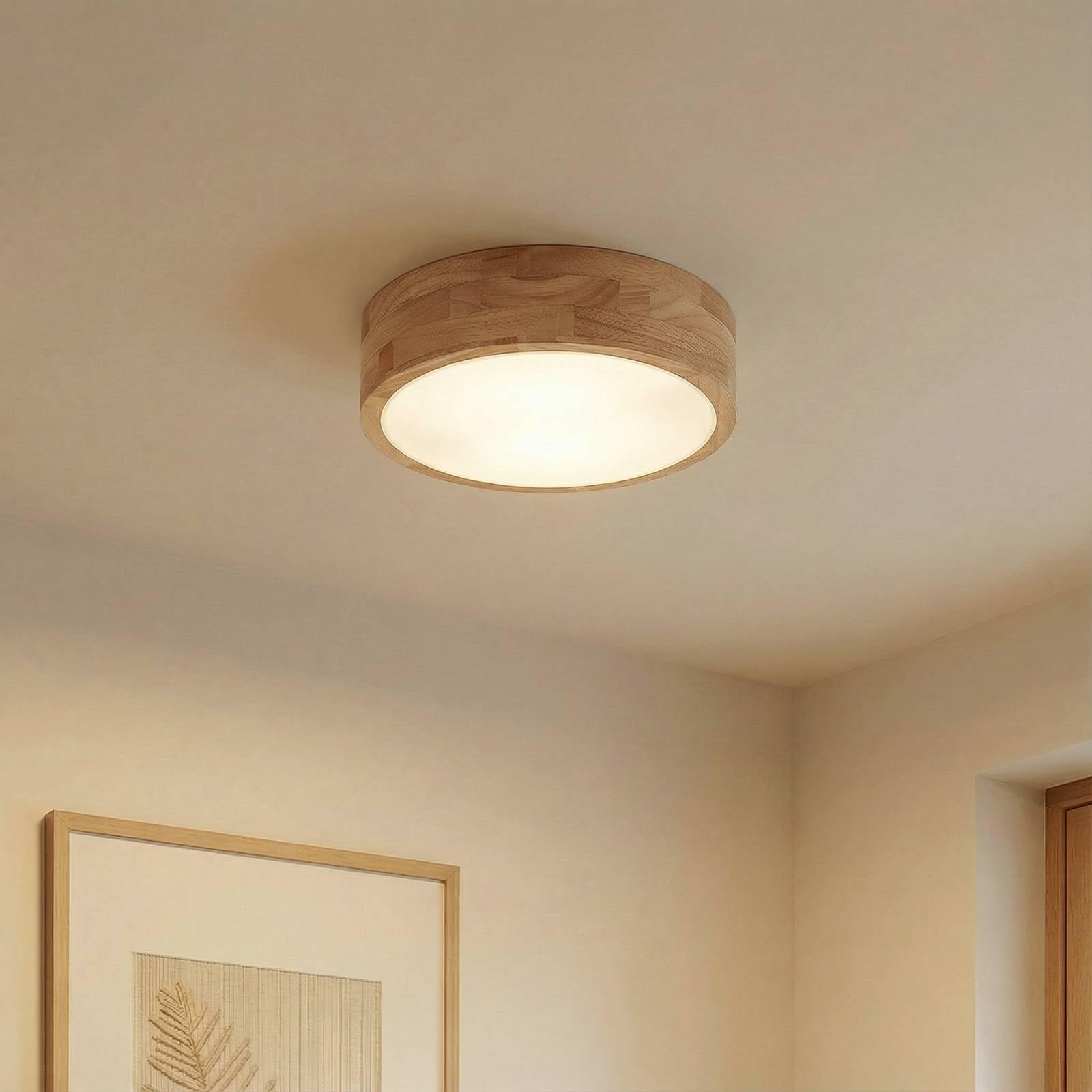 Lindby Deckenlampe Tanju (Landhaus, Vintage Rustikal) aus Holz (2 flammig E27) - Deckenleuchte Lampe Wohnzimmerleuchte