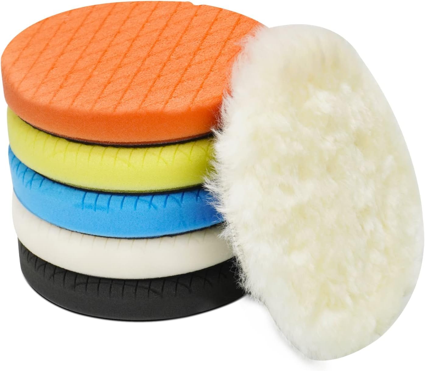 Autolock 5" Polierpads, 6Pcs 5inch 140mm Face für 5 Zoll Backing Plate Compound Schwamm und Wolle Pads Schneiden Polierpad Kit für Auto-Puffer Polierer, Polieren und Wachsen