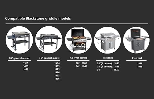 Miniatura 7 de Organizador de parrilla para parrilla Blackstone de 28"36" Pro-SeriesAirFryer Combo y soporte de parrilla 5013, contenedor de condimentos para