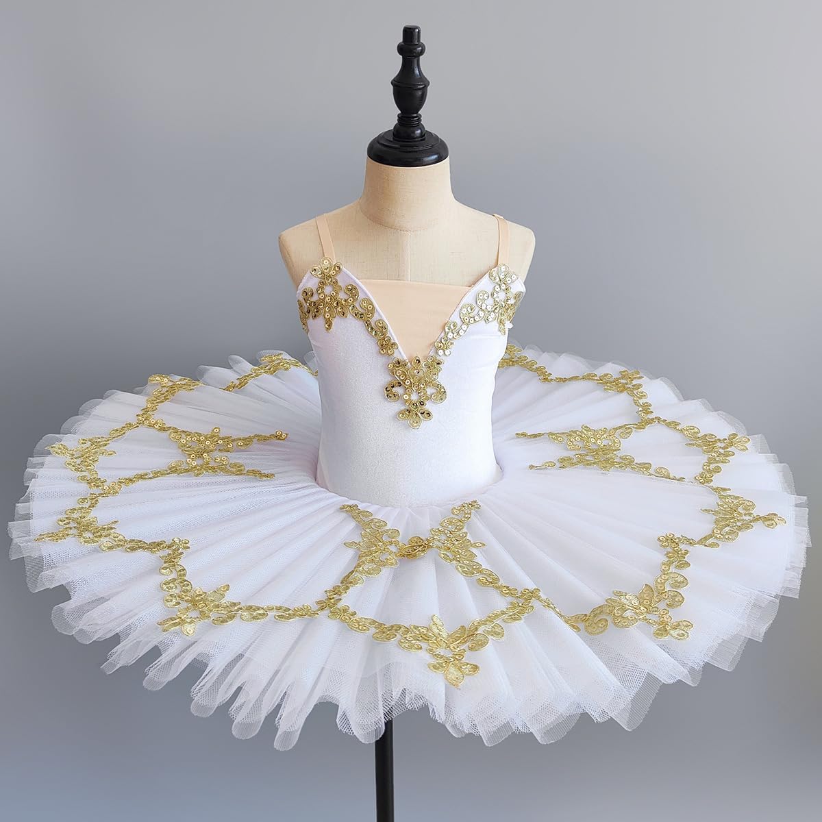 2024 Mädchen Professionelles Ballett Tutu Kleid, Weißer Schwanensee Tutu Ballett Tanz Outfit Ballerina Kostüm für Performance Tanzbekleidung