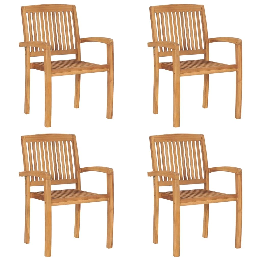 vidaXL Stapelbare Gartenstühle 4 STK. Massivholz Teak