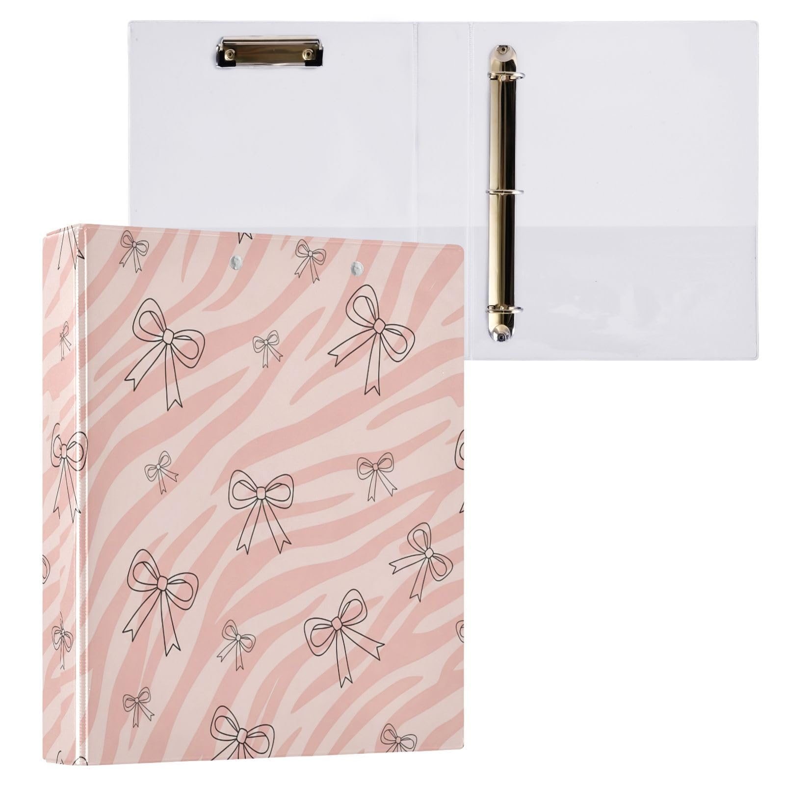 Raccoglitori a 3 anelli, 3,8 cm, motivo zebrato, con clip in metallo, formato A4, organizer per casa e ufficio, confezione da 2