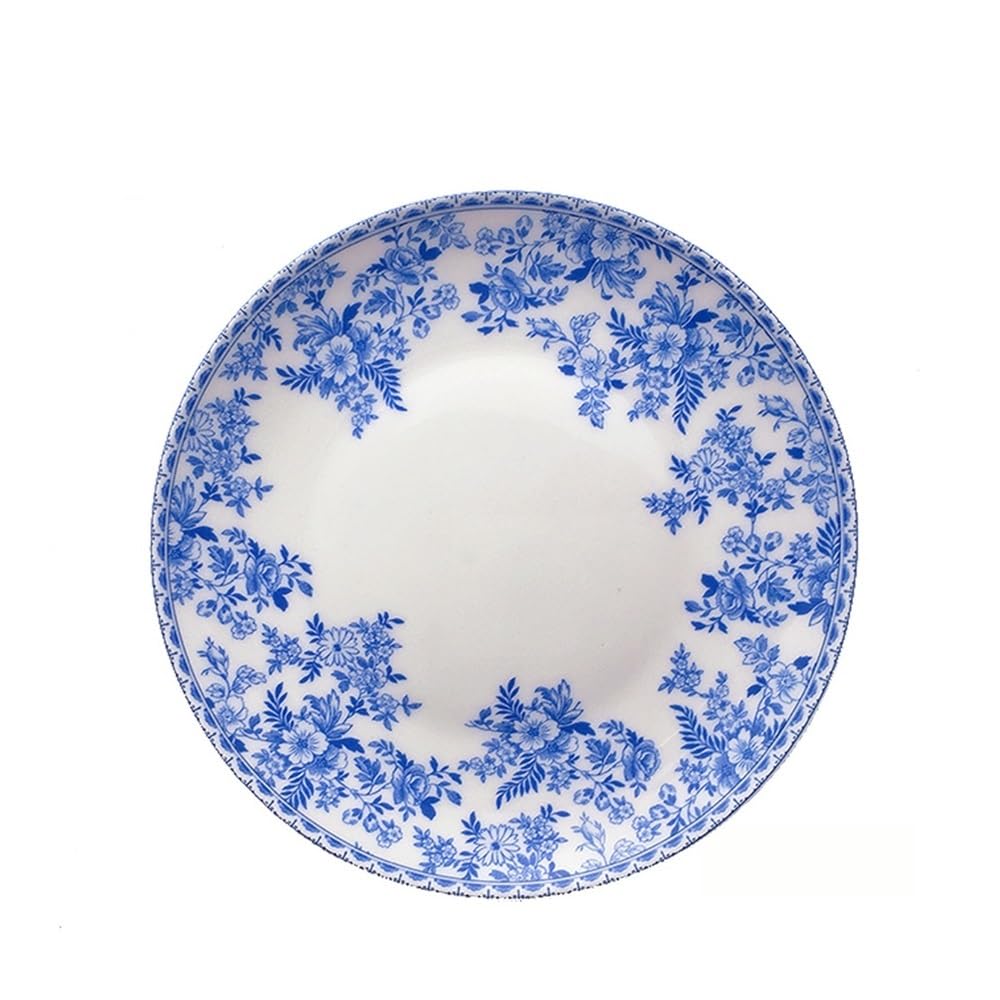 Talerze do makaronu, gliniane talerze deserowe zastawa stołowa chińska orchidea porcelana kostna zestaw vintage złamany kwiat niebieski cymbidium ceramiczna zastawa stołowa czteroczęściowa miska,