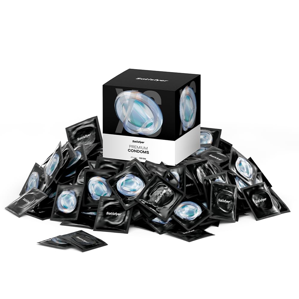 Satisfyer Kondome Männer XS | 100 Stück | 45 mm | Gefühlsecht & dünn mit befeuchteter Oberfläche | Hautfreundlich & geruchsneutral | mit Reservoir | geprüft & zuverlässig