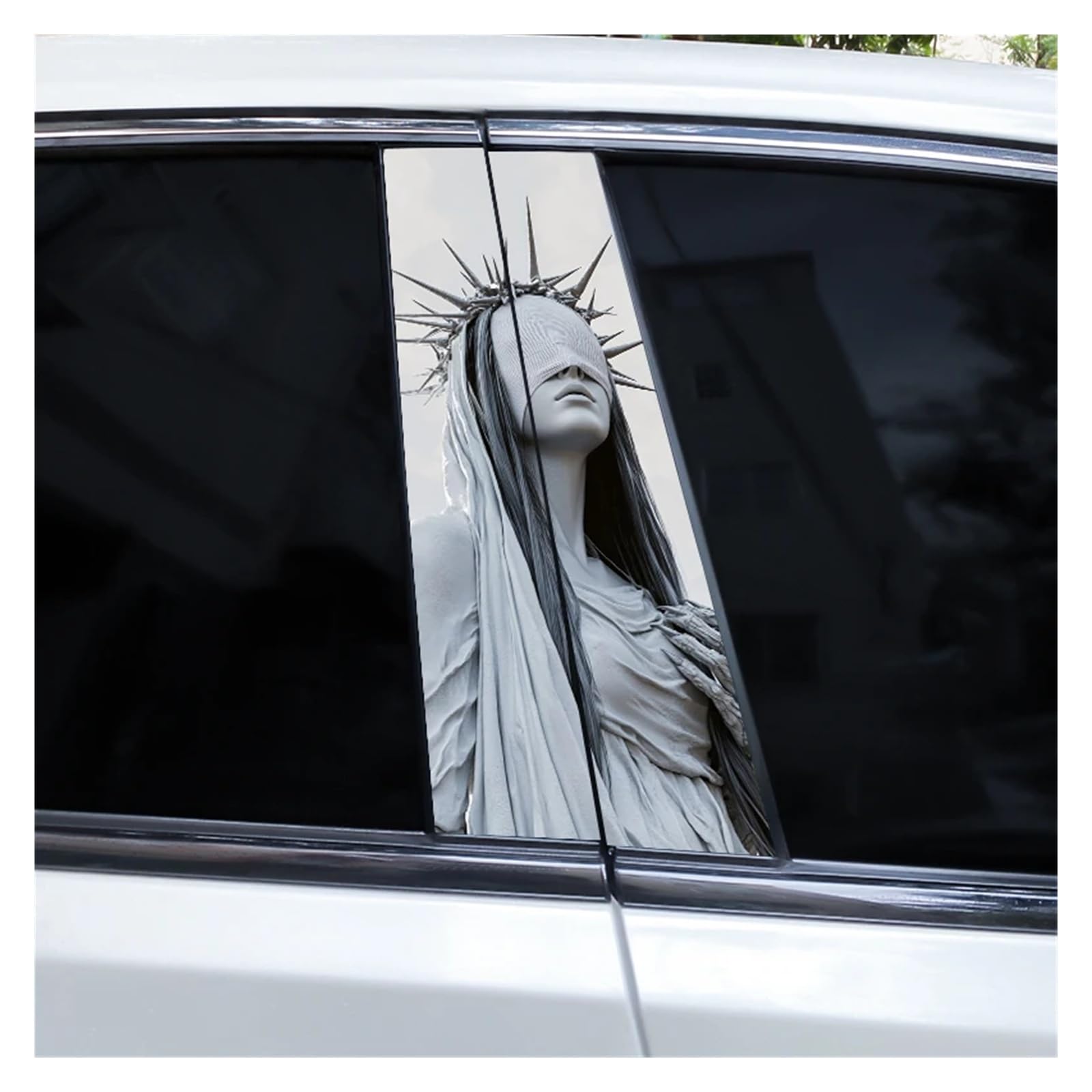 Car Side Decals 2pcs Cross Nun Sticker Car Doorpost Decal Waterproof Sunscreen for B-Pillar Door Decoration(Style A)