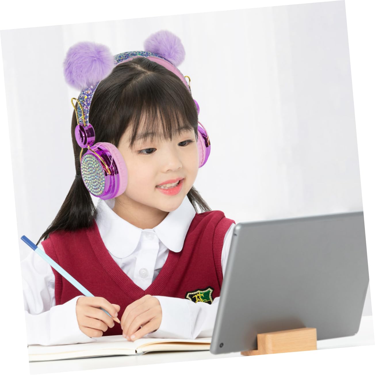 Uonlytech 2stücke Kinderkopfhörer Mit Glitzer Und Furry Lautstärkebegrenzung Geeignet Für Jungen Und Mädchen Für Schule Und Reisen Mit Mikrofon Für Smartphones Und Computer