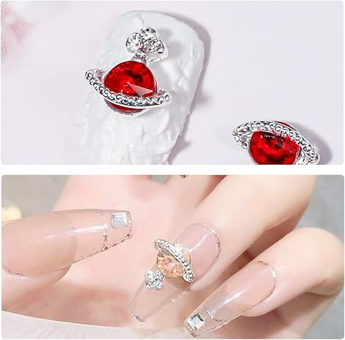 Miniatura 6 de Youteer 40 piezas de diamantes de imitación de planeta para decoración de uñas, diseño de Saturno con purpurina 3D de lujo, dijes de arte de uñas