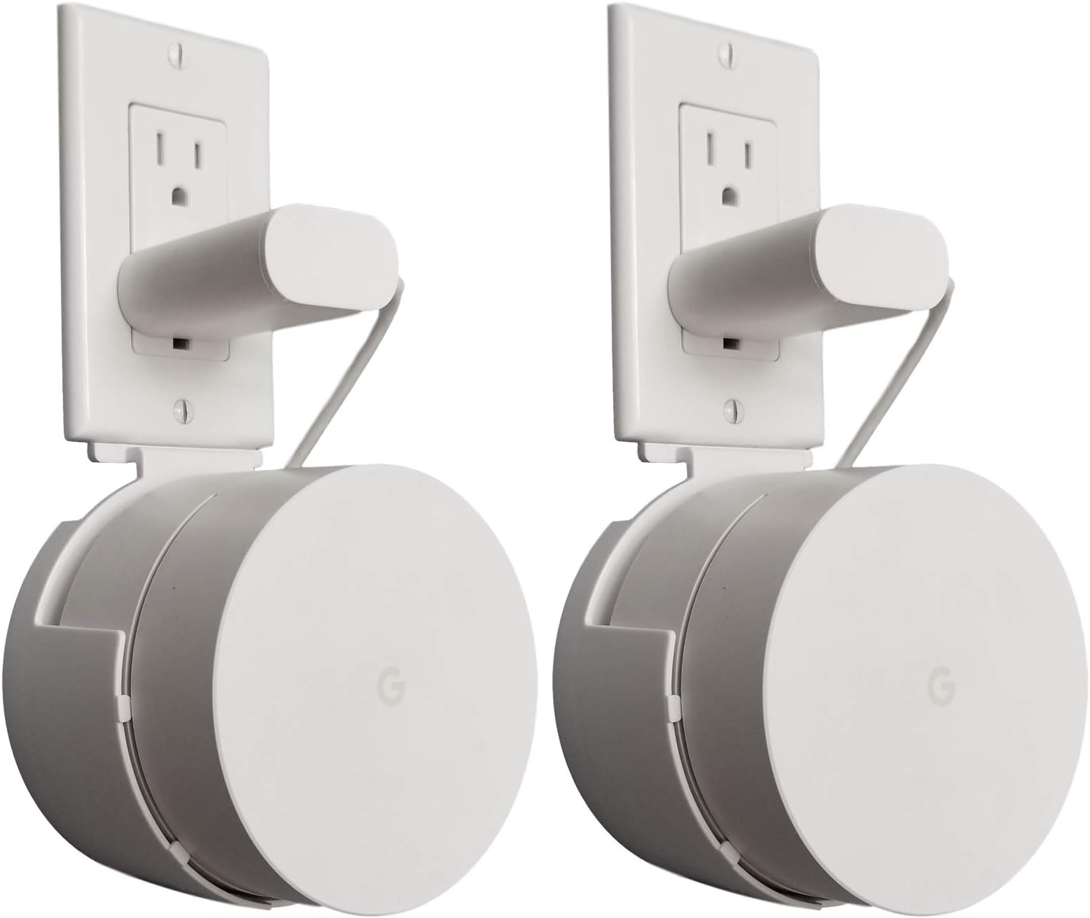 Dot Genie Google WiFi Pro Outlet Holder Mount [Old and New 2020 Version]: The Strongest, Most Versatile Mount Stand Holder for Google WiFi. Great for Home and Businesses! Still No Screws! (2-Pack)