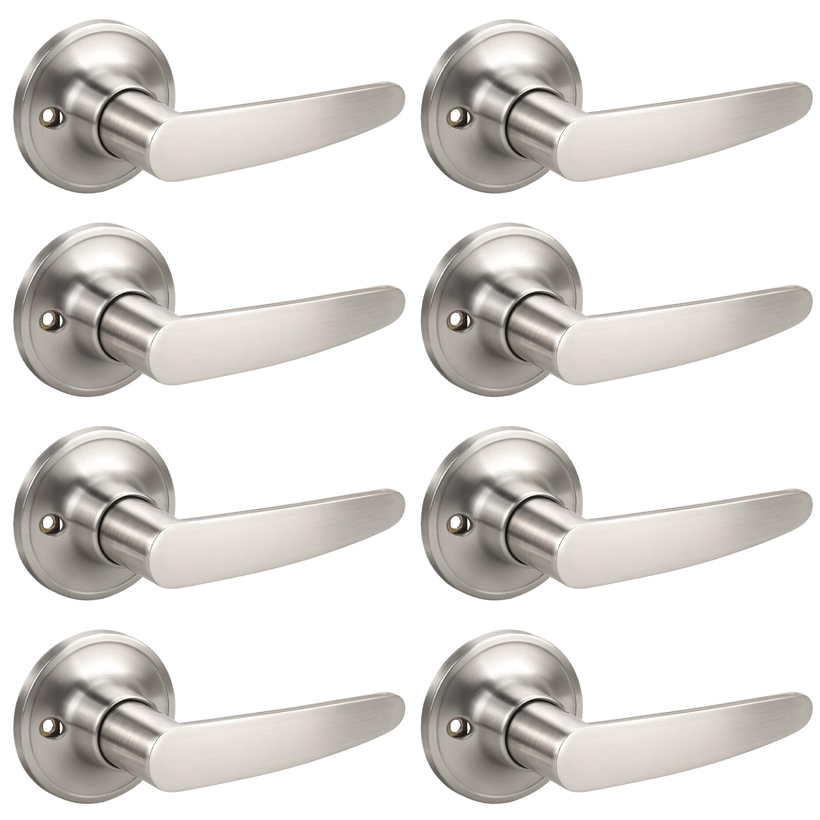 Satin Nickel Door Handles with Lock - Privacy & Security -31