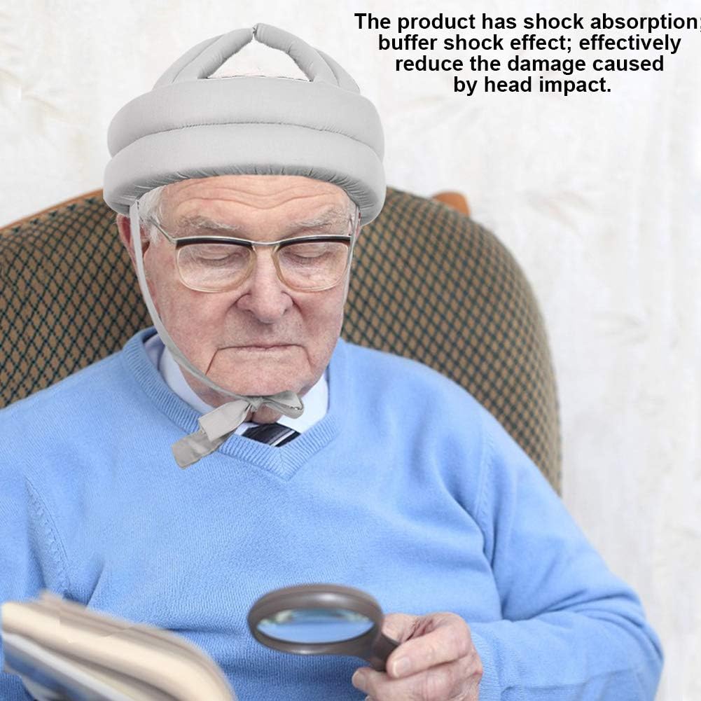 Soft Elderly Helmet for Falls Protection,Protective Hat Elder Safety Helmet Old Man Fall Prevention with Lace (Gray)
