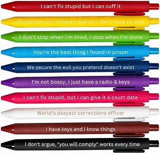 10PC Funny Corrections Officer Themed Pens Bulk Set Ballpoint Writing Pens Appreciation Gifts for Correctional Officer Sheriff Cop Coworkers Office Desk Accessories Gear Supplies for Men Women Adults
