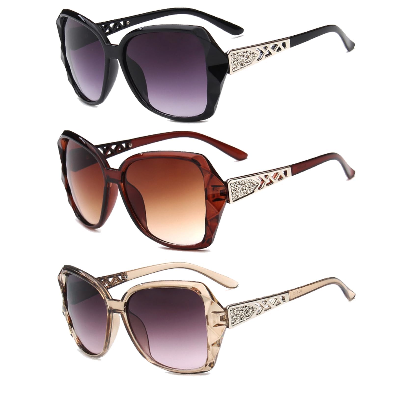 oyosonabymy 3 Pcs Women Oversized Sunglasses, Oversized Goggles For Women, Sunglasses For Women Stylish, Vintage Large Frame Retro Trendy Eyewear For Daily Outdoor Use-picture-55