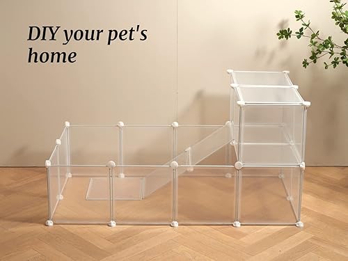 Miniatura 3 de LURIVA Corral transparente para animales pequeños, jaulas para conejillos de indias, corralito para cachorros, corralito para mascotas, cerco para