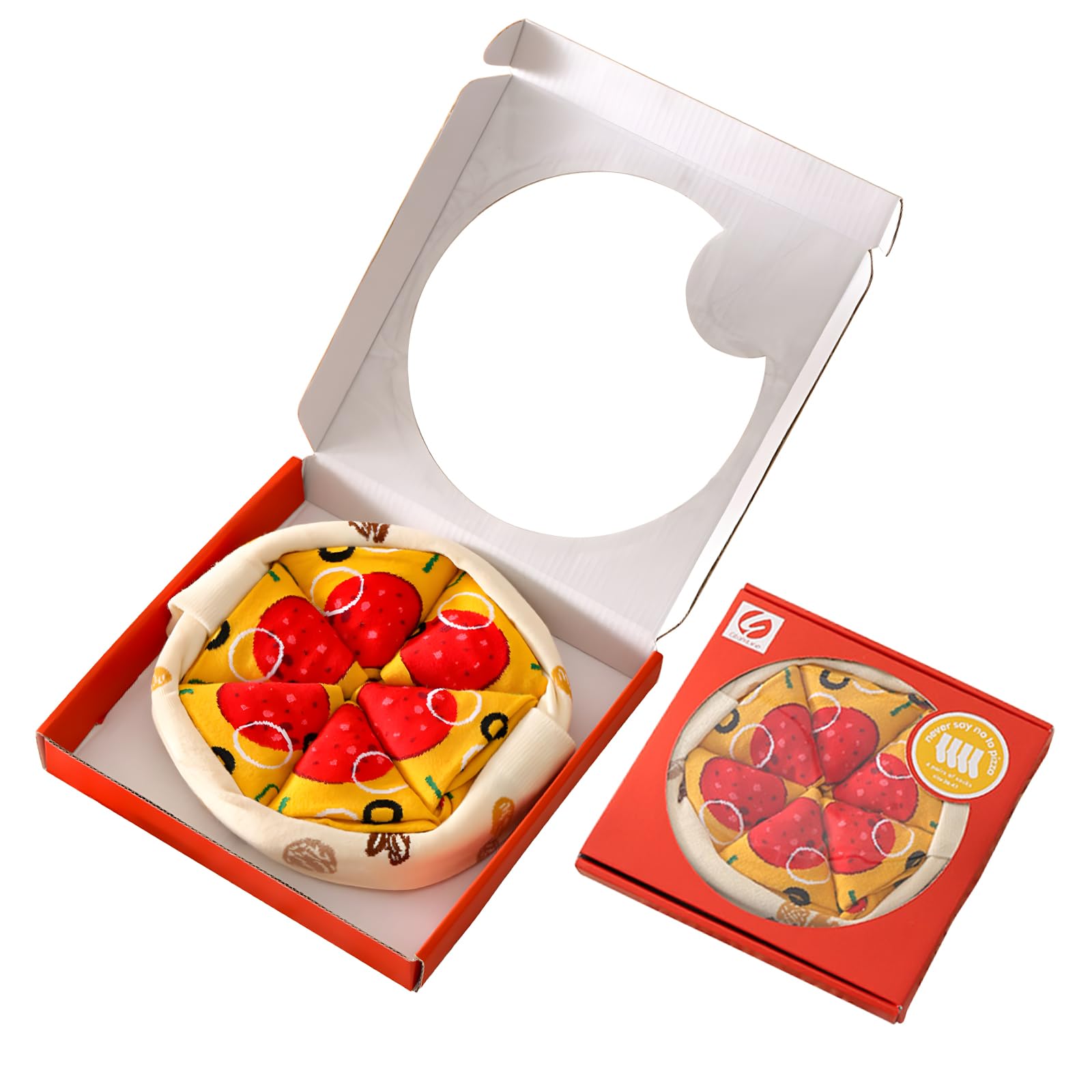 GenericPizza Box Funny Socks for Men Women Teens, Crazy Novelty Funky Food-Themed Cotton Socks, Fun Christmas Birthday Gifts, Colorful Casual Socks for Dad, Mom, Friends (4PCS)