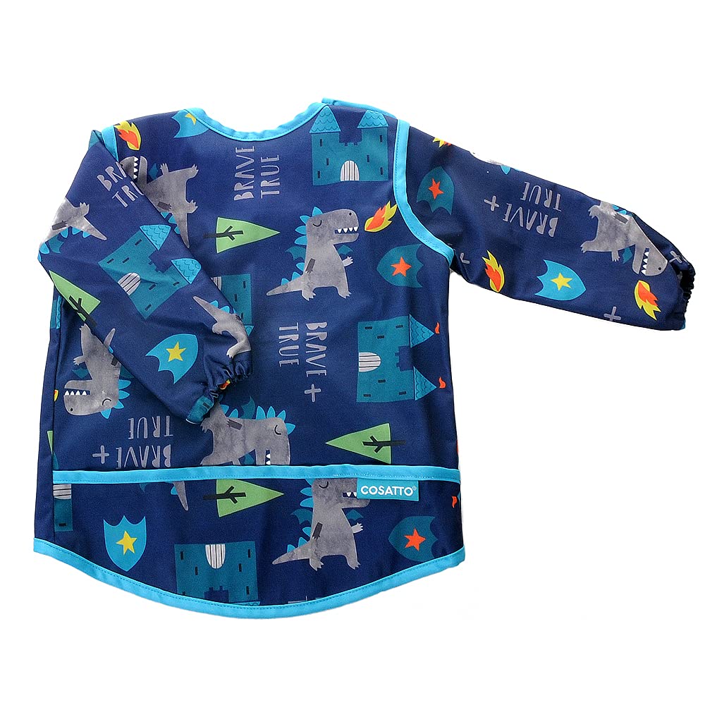 Cosatto Long Sleeve Coverall Bib | Baby Weaning & Messy Play Smock 6-36 Months | No more laundry stress! Waterproof, Easy Clean Apron with Crumb Catcher Pocket for Messy Eaters & Creative Fun.