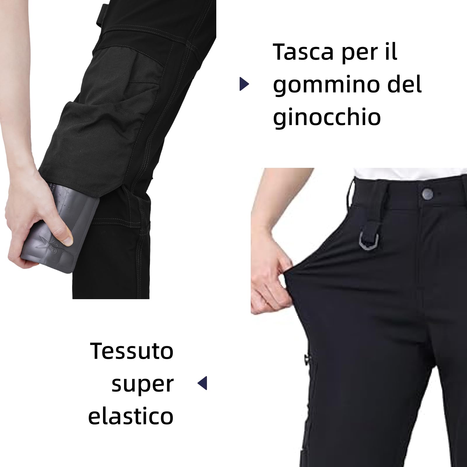 WORK IDEA Pantaloni da Lavoro Slim-Fit Stretch Donna: Aree critiche del Tessuto in Cordura - Eleganza Resistente con Design Femminile per Le Esigenze Professionali più impegnative.