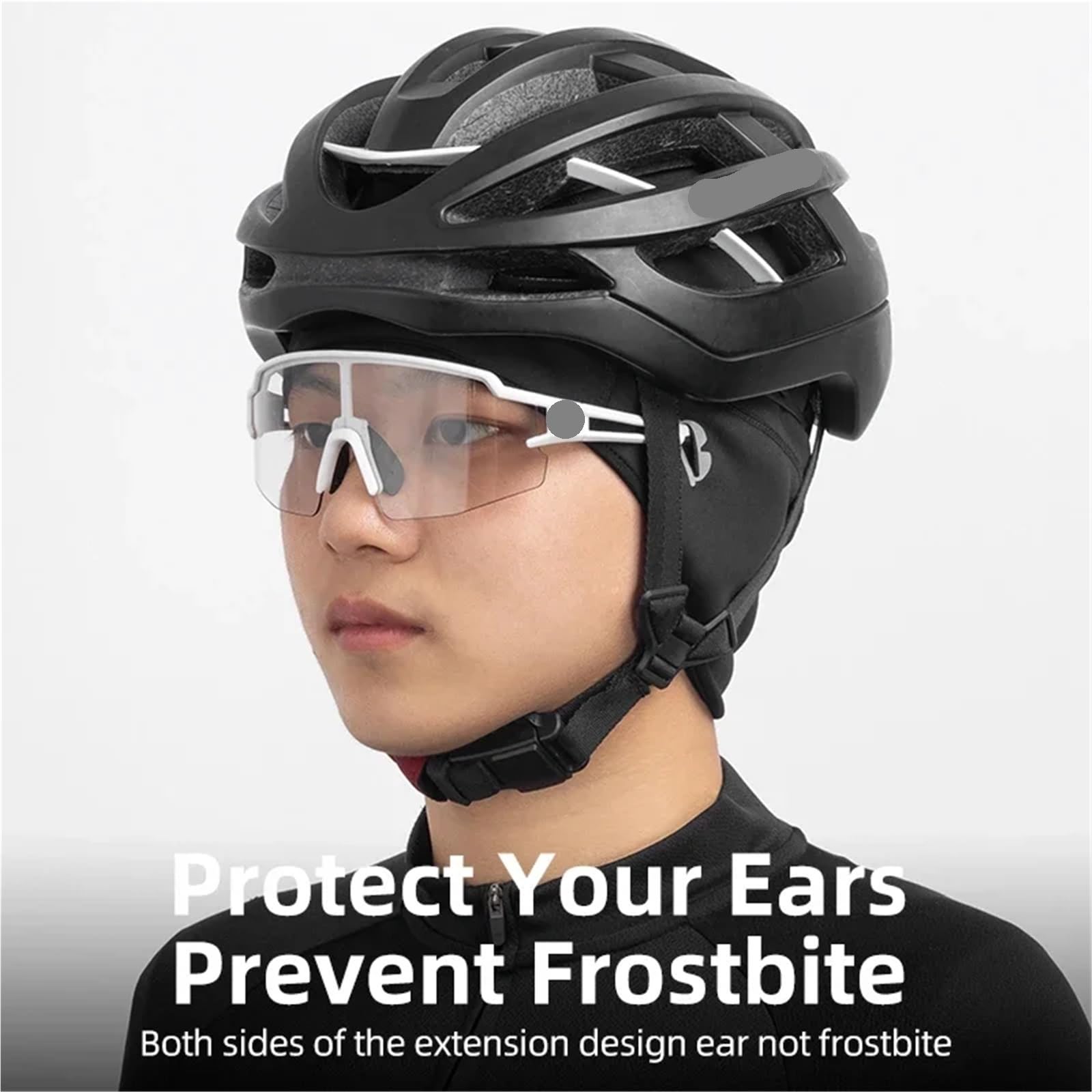 2 pièces Casquette de Cyclisme Casquettes d'hiver Garder au Chaud Bandana Sport Ski Course Bandeau Coupe-Vent Hommes équitation pour Vélo(Black)