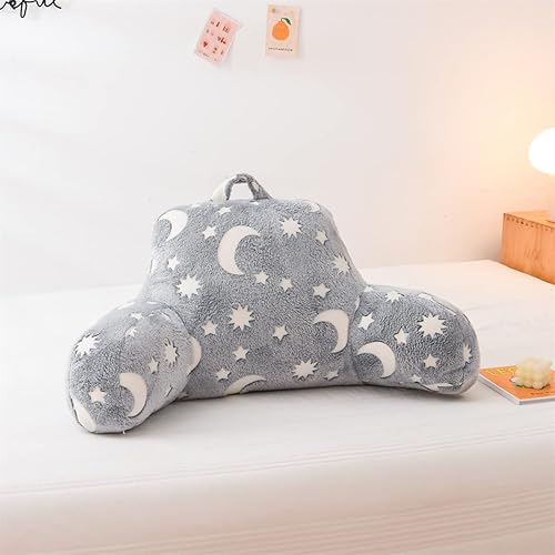 Miniatura 2 de Holawakaka Almohada de descanso que brilla en la oscuridad con brazos, almohadas de lectura con estrellas de luna con purpurina perfecta para
