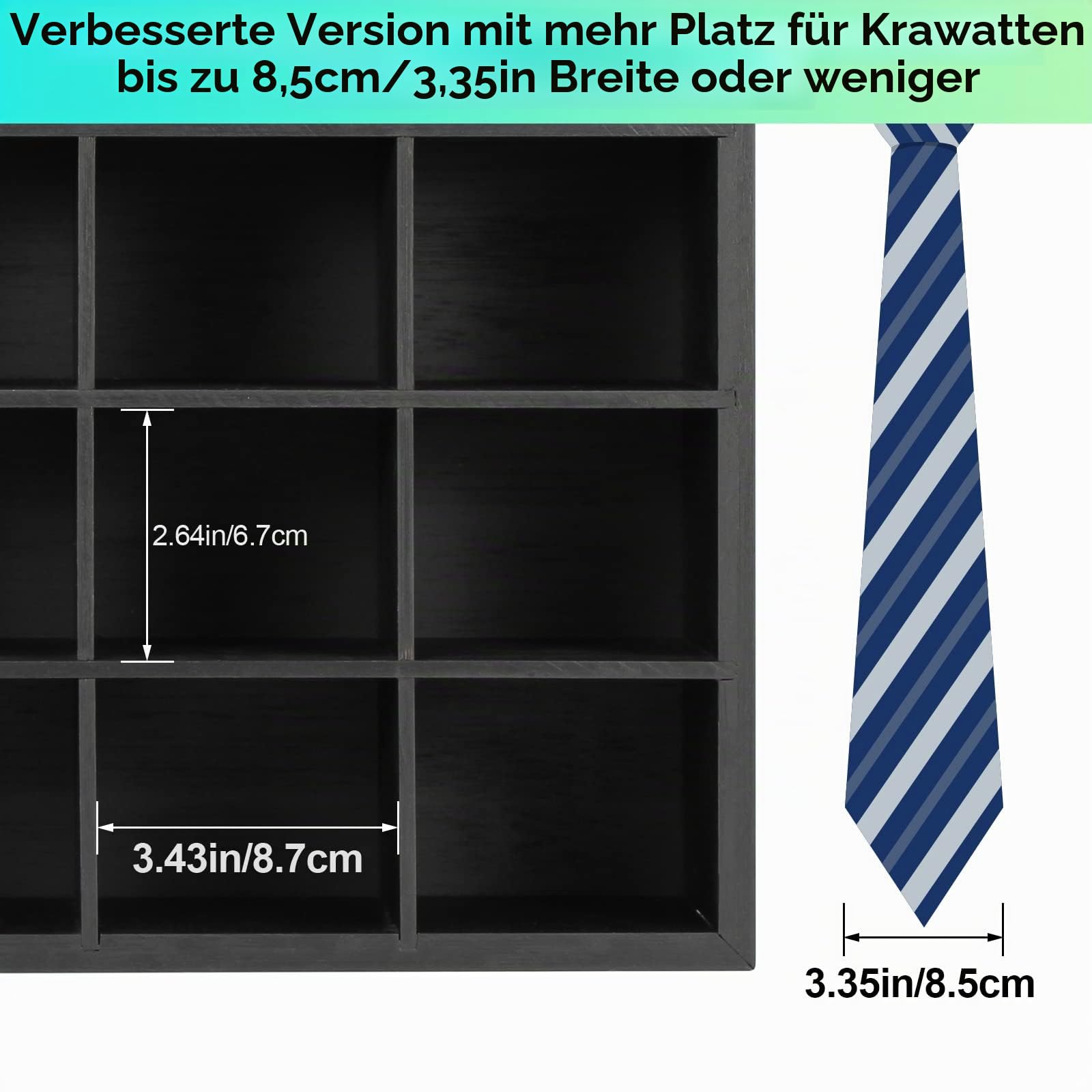 B4Life Krawattenhalter zur Wandmontage, Krawatten-Organizer, schwarze Krawatten-Display-Racks für die Wand, Bambus-Krawatten-Aufbewahrung, Krawattenhalter, Wandhalterung