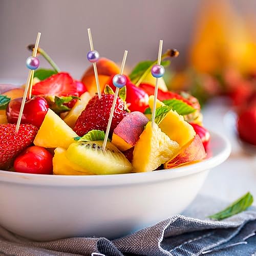 Miniatura 131 de 120 palillos de cóctel para aperitivos, palillos de cóctel para bebidas, palillos de dientes de bambú, palillos de dientes elegantes