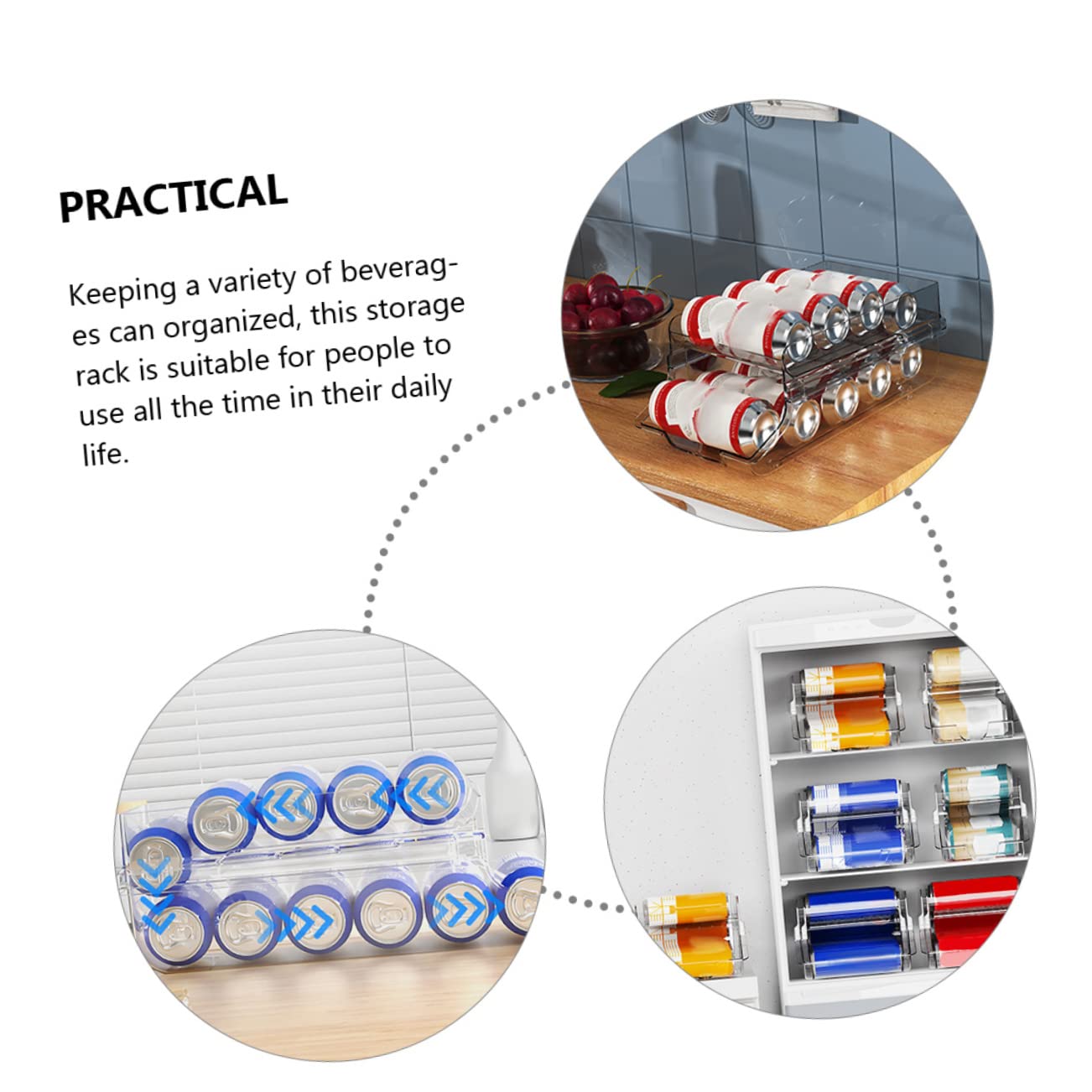 Cabilock Contenitore per Lattine Doppio per Frigorifero Organizer per Bevande Dispenser per Lattine per Conservazione in Cucina e Armadio