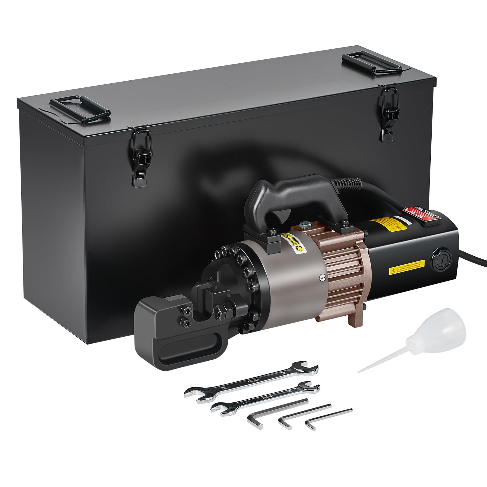 VEVOR Taglierina Idraulica Elettrica Portatile per Barre d'Armatura Diametro di Taglio 5-​28mm 2000W, Utensile da Taglio per Barre d'Armatura Taglierina in Ghisa e Alluminio con Valigetta Attrezzi