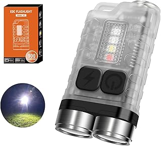 Mini Flashlight, 900 High Lumen Keychain EDC Flashlight, Super Bright Pocket USB Rechargeable Small Tactical Handheld LED Flash Light with Magnetic Waterproof for Camping, Hiking, Emergencies