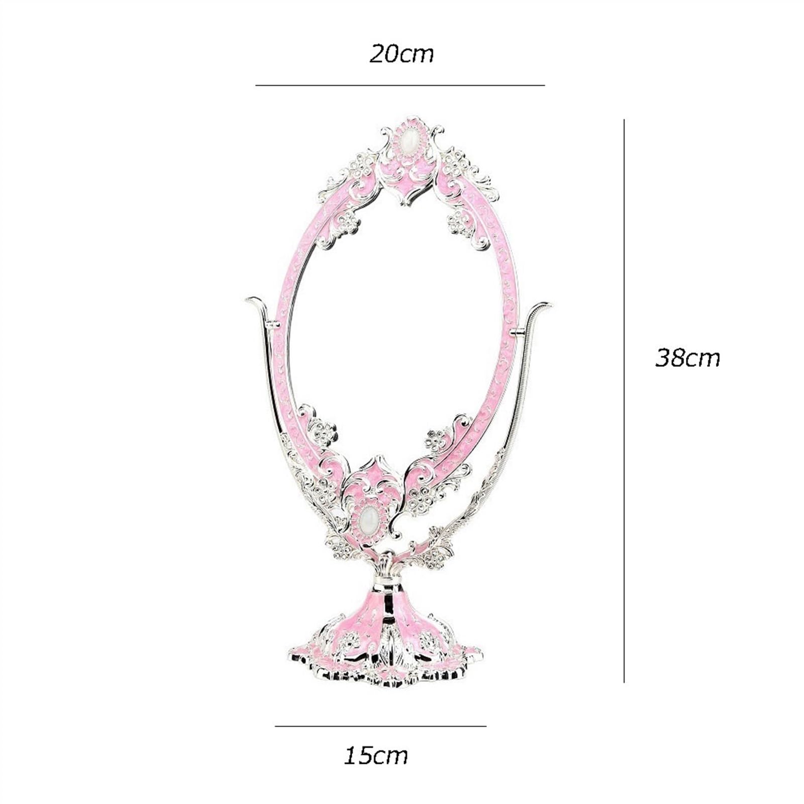 Tabela Metalowe lustro na biurko Duże dwustronne lusterko do makijażu(Pink)