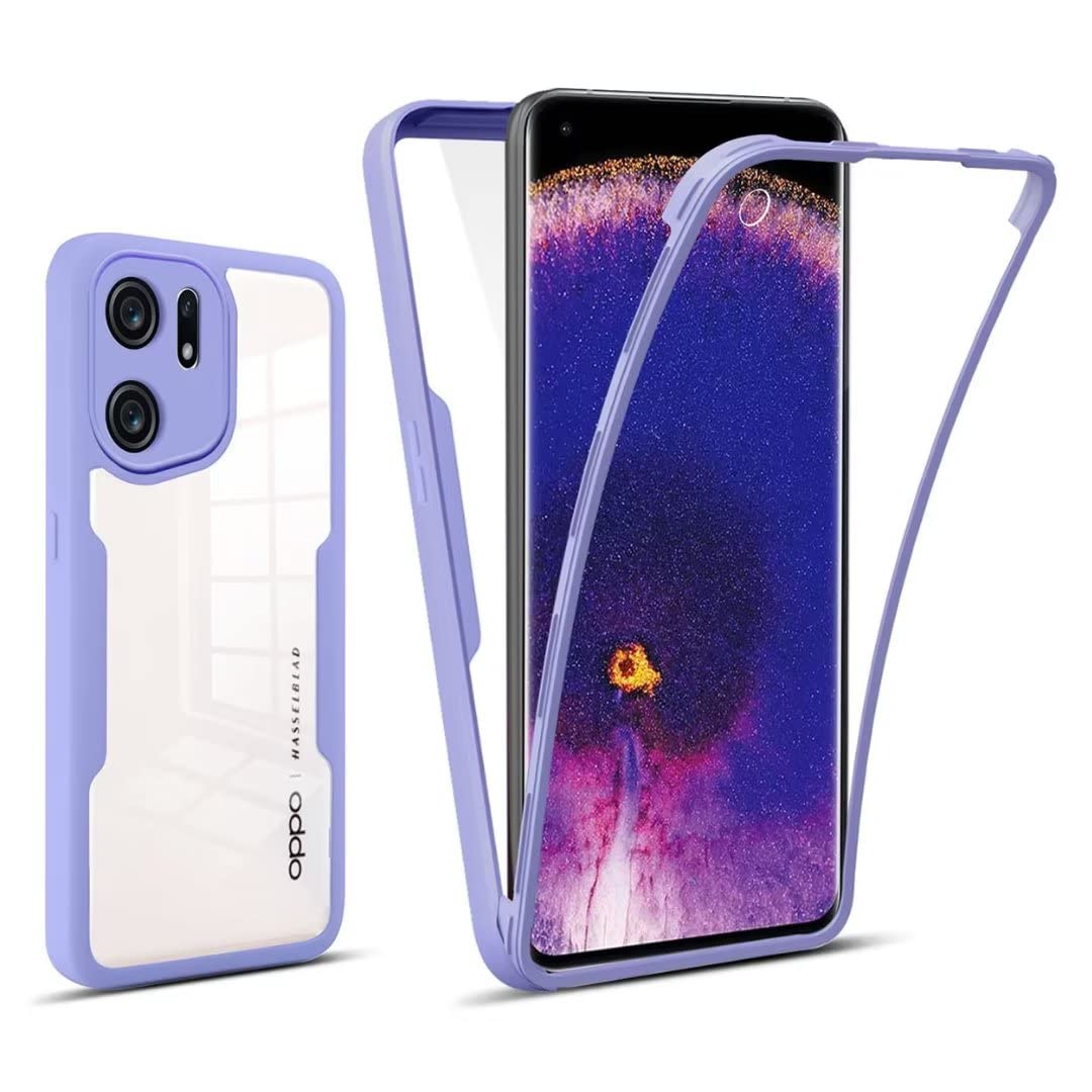 RonRun Cover per Oppo Find X5 Lite, 360 Gradi Antiurto Custodia con Protezione Schermo Integrata Trasparente Rugged TPU Bumper Doppia Protettiva Cover per Oppo Find X5 Lite - Rosa