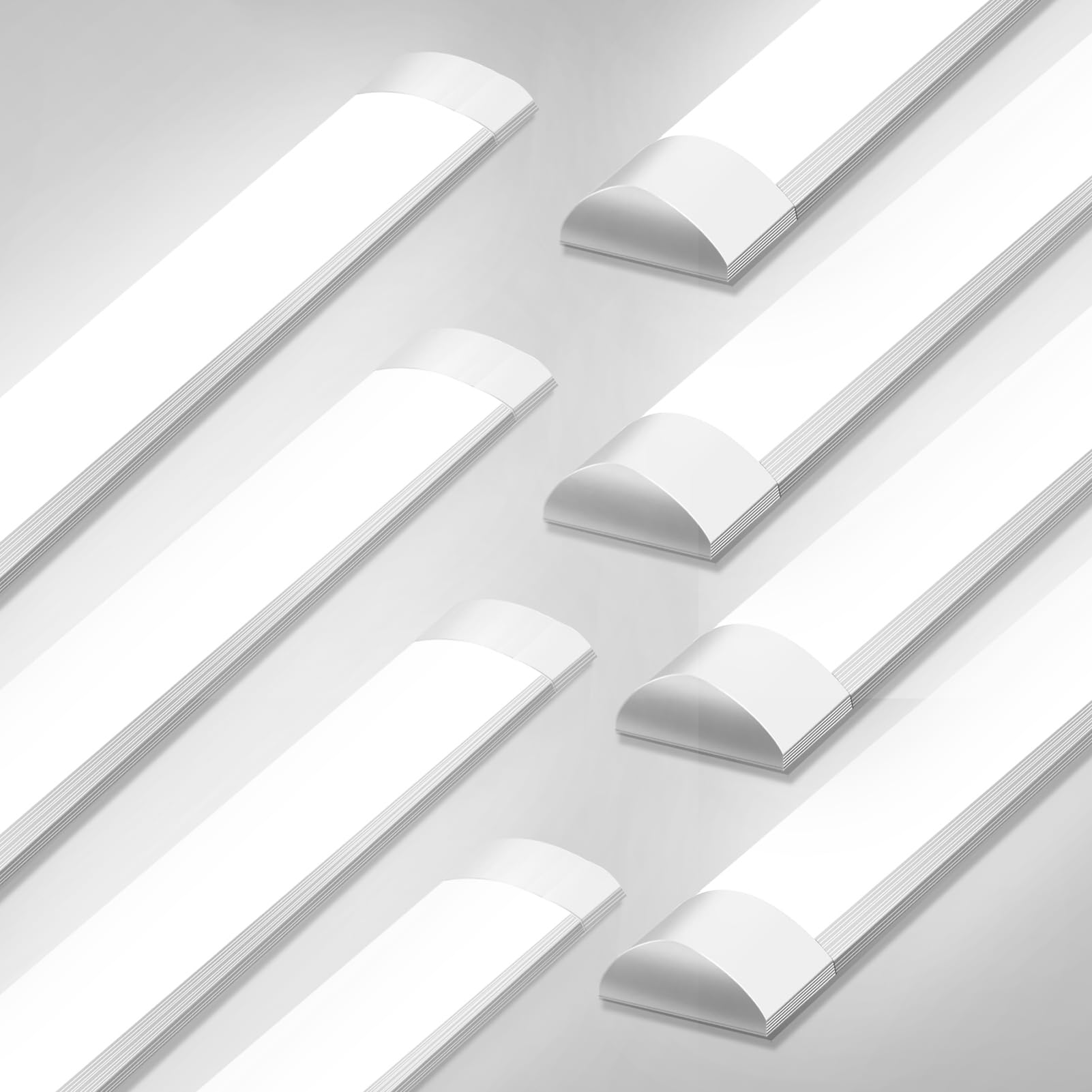 Viugreum 8 Packs 4FT LED Batten Light 40W, 115cm Office Ceiling Tube Lights, 6000K Cold White, 180 °Beam Angle, Low Profile Ceiling Light Strip for Living Room, Workshop, Kitchen, Garage, Warehouse