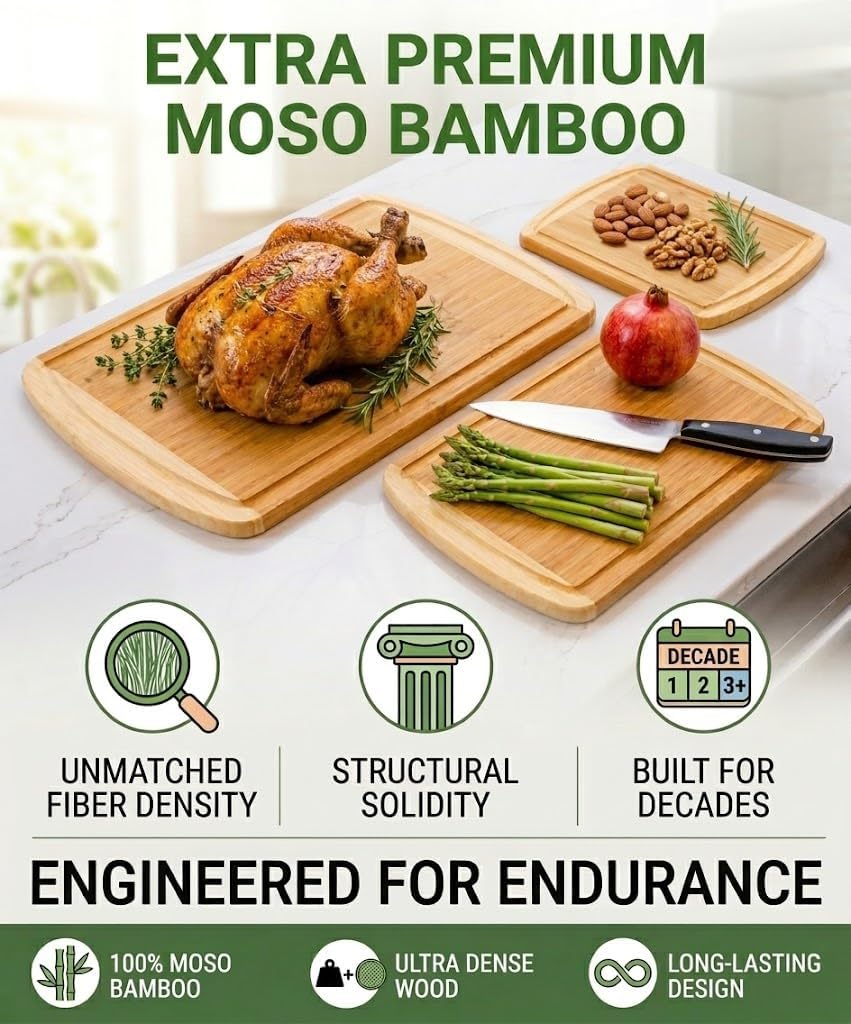 Greener Chef Bamboo Cutting Board Set