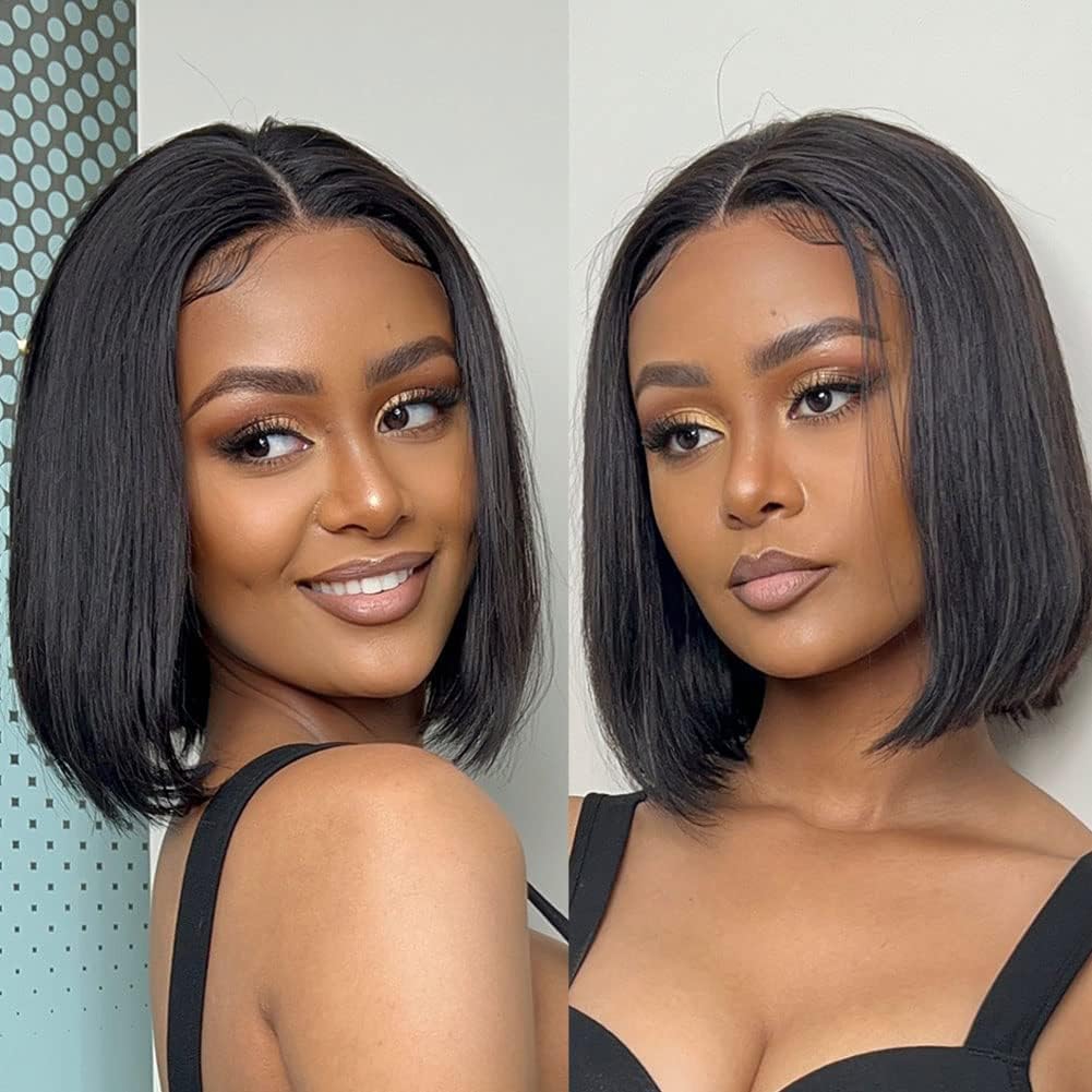 9A Real Hair Lace Front Wigs Pre Plucked Hairline, Wear And Go Real Hair HD Transparent Lace Frontal Wigs for Women Glueless Wigs with Baby Hair (Natura Color,14 Inch)