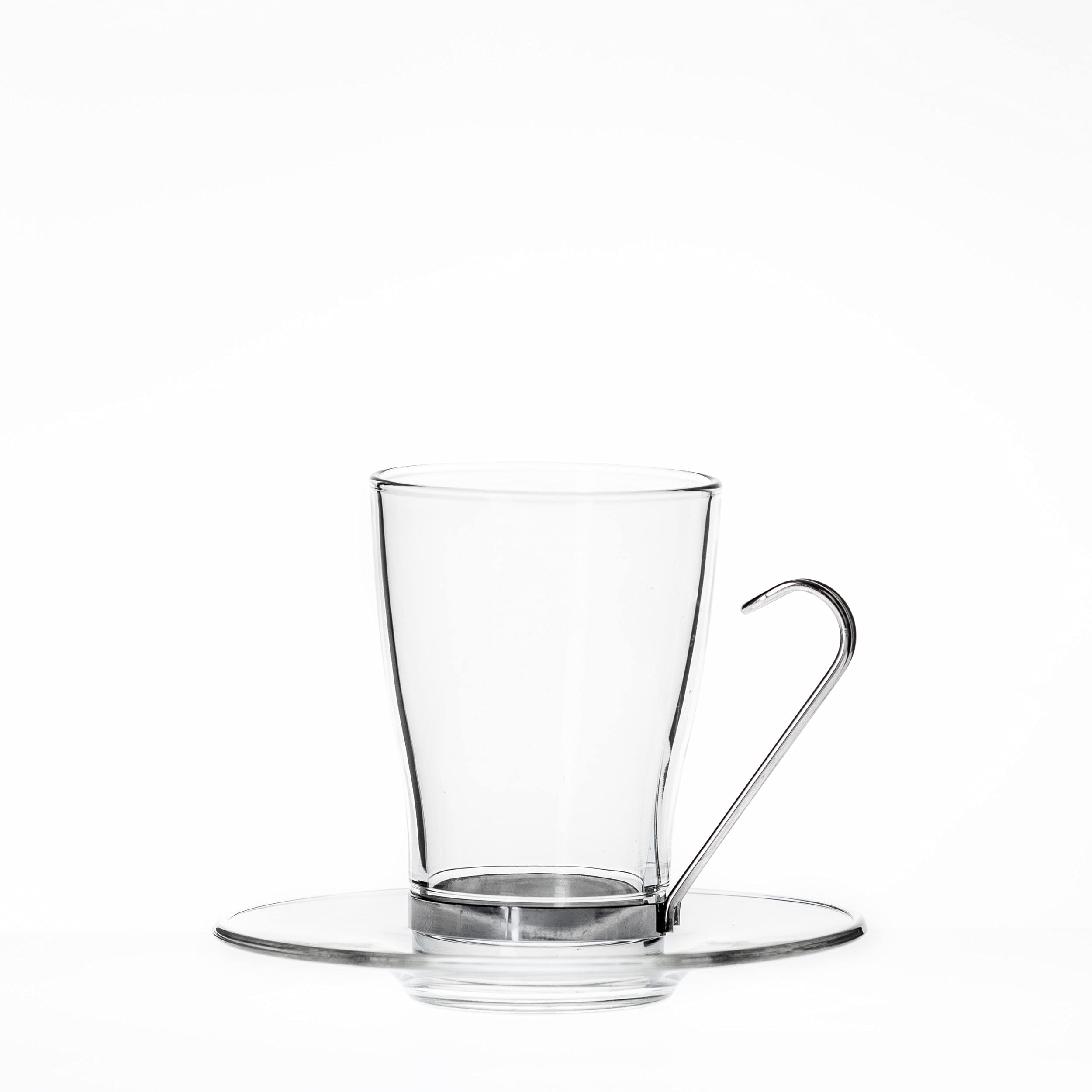 Borgonovo – Set 6 Tazze da Cappuccino in vetro e Acciaio 32 cl
