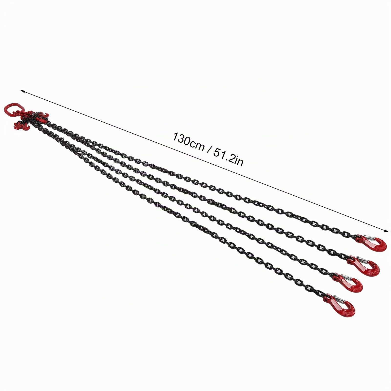 Eslinga de Cadena de 4 Torones, 2 M Colgador de Cadena 4T con Gancho Acortador Colgador de Cadena para Grúa Cadena Forestal Cadena de Trituración, para Operaciones de Elevación en