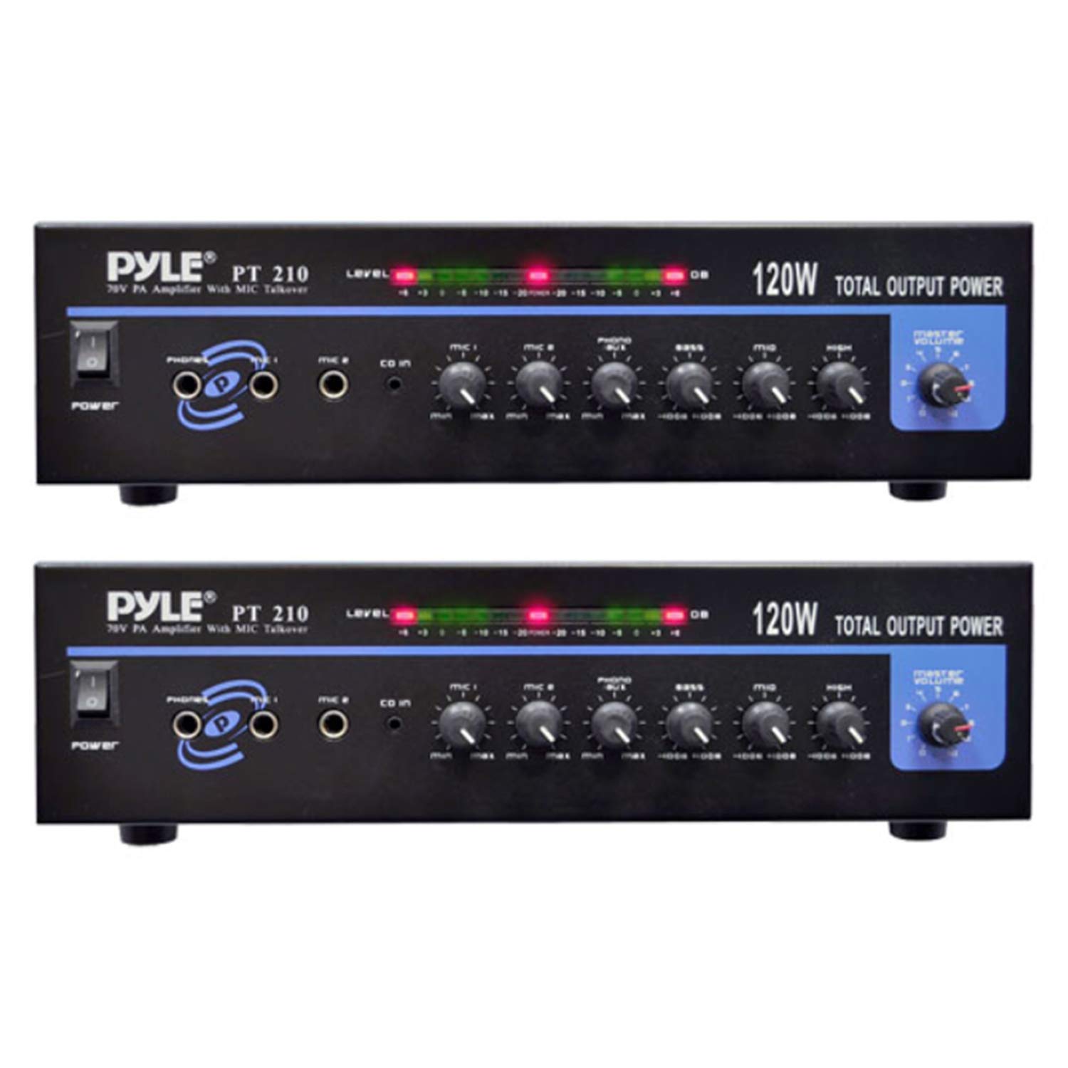 Pyle PT210 Compact Bluetooth 120 Watt Microphone PA Mono Amplifier Speaker Receiver System with 70V 